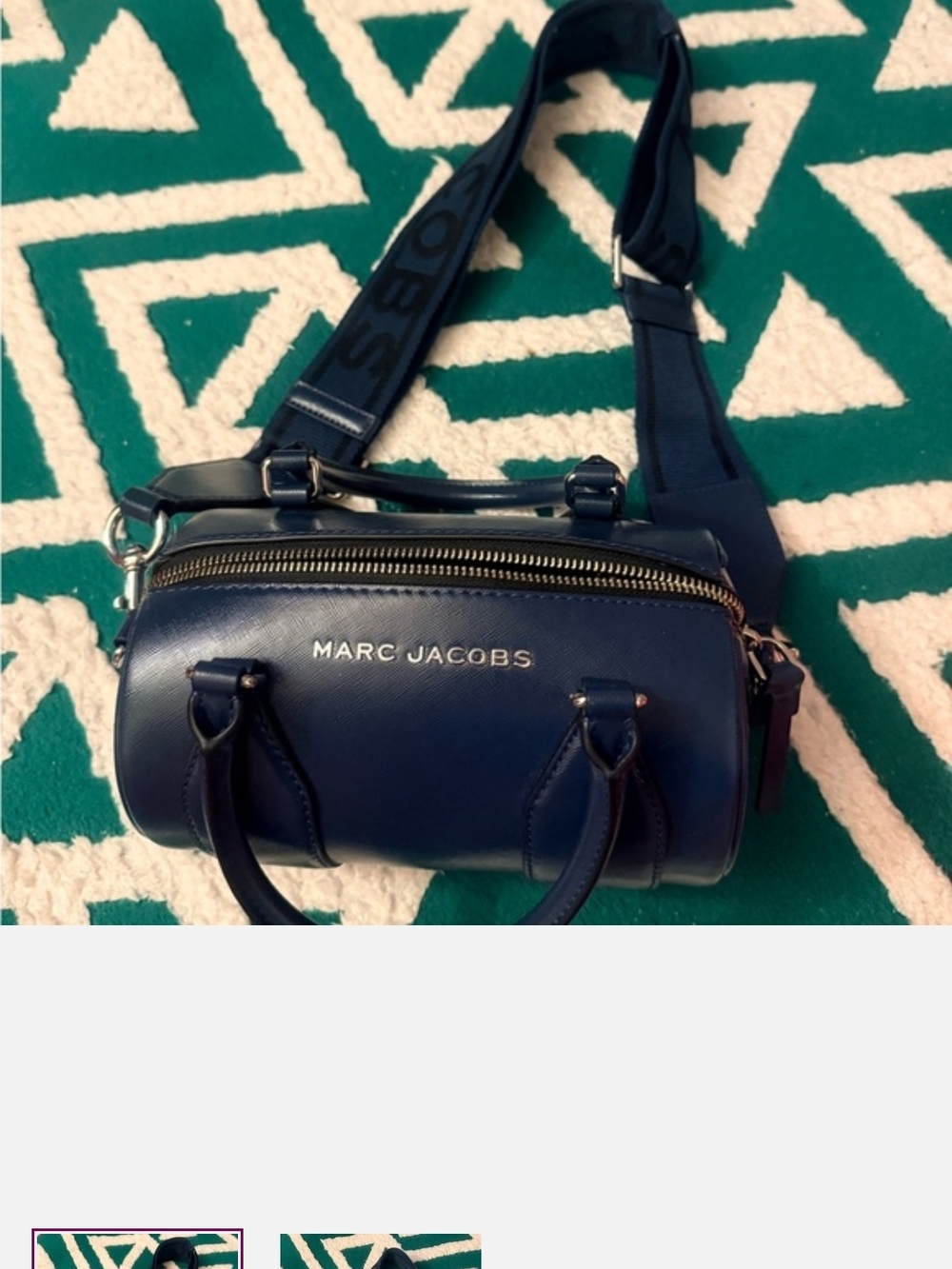 Marc Jacobs Dark Navy Barrel Crossbody with Logo Strap